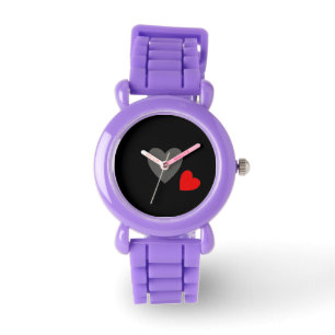 Reloj De Pulsera 2 Heart Red Purpurina Watch