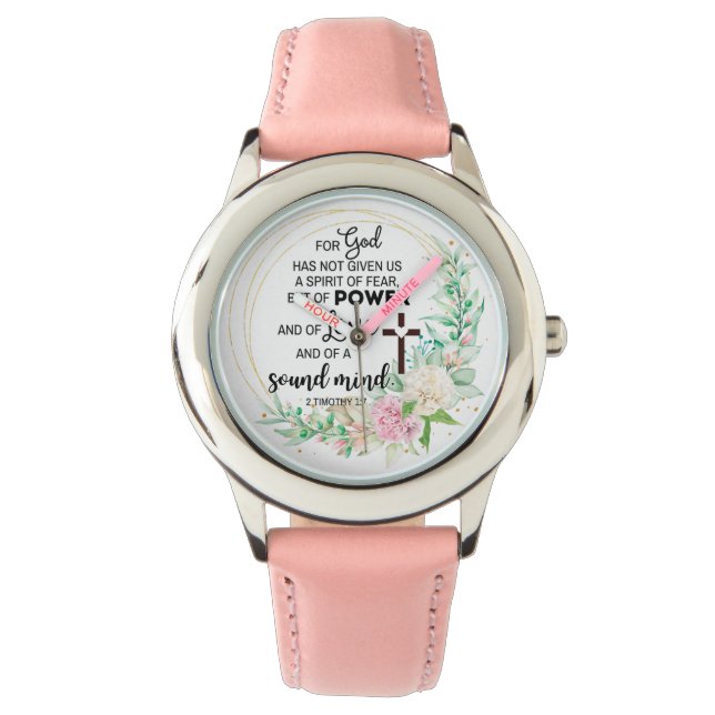 Reloj De Pulsera 2 Timoteo 1:7 Dios no ha dado espíritu de miedo (Anverso)