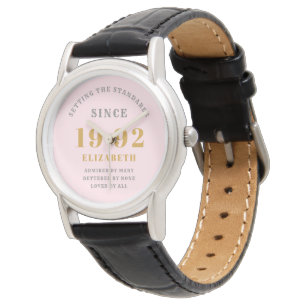 Reloj De Pulsera 30 Aniversario de 1992 Elegante Moda Gris Rosa Par