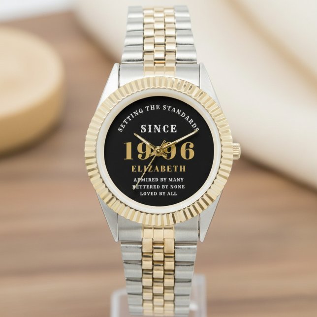 Reloj De Pulsera 30th Birthday 1996 Elegant Black White Chic (Born 1996 Birthday watch. Background out of focus.)