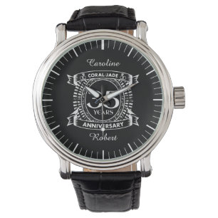 Reloj De Pulsera 35° aniversario boda escudo Coral Jade