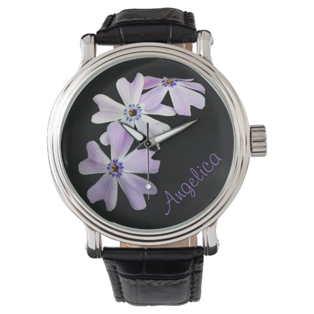 Reloj De Pulsera 3 Purple Flowers Personalized Watch (Anverso)