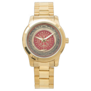 Reloj De Pulsera [400] Compás rúnico mágico del oro de Vegvisir 
