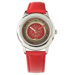 Reloj De Pulsera [400] Compás rúnico mágico del oro de Vegvisir 