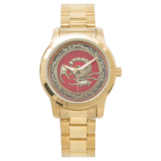 Reloj De Pulsera [400] Escorpión de oro sagrado sobre rojo (Anverso)