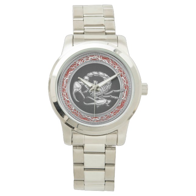 Reloj De Pulsera [400] Escorpión de plata sagrada en negro (Anverso)