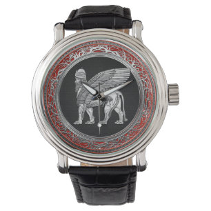 Reloj De Pulsera [400] León alado asirio - Plata Lamassu
