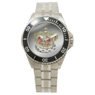 Reloj De Pulsera [400] Príncipe [Rey] Corona Real [Piel + Oro][Rojo