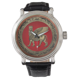 Reloj De Pulsera [400] Toro alado asirio - Lamassu dorado