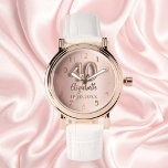 Reloj De Pulsera 40.º rosa de oro<br><div class="desc">Un regalo para un 40 cumpleaños. Color de fondo de gradiente dorado subió. Añadir un nombre,  fecha</div>