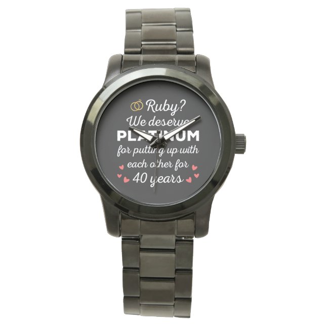 Reloj De Pulsera 40° Aniversario Boda I - Pareja divertida Ruby (Anverso)