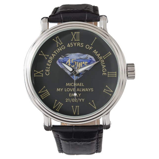 Reloj De Pulsera 45º aniversario Boda Esposo - Conmemorativo 2 (Anverso)