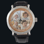 Reloj De Pulsera 4 Collages de fotos con texto Personalizado curvat<br><div class="desc">Añade 4 fotos y texto para hacer un keepsake especial para un evento de amigos o familiares. El borde y el fondo se pueden cambiar en el área de diseño avanzado. ¡Usa tus fotos de Instagram cuadradas para obtener los mejores resultados! PARA CAMBIAR EL FONDO - haga clic en el...</div>