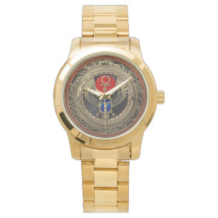 Reloj De Pulsera [500] Escarabajo con alas egipcio sagrado del oro