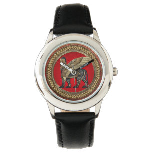 Reloj De Pulsera [500] León alado asirio: Lamassu dorado y negro