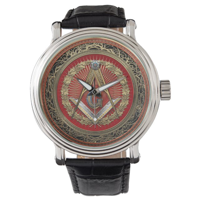 Reloj De Pulsera [500] Master Mason - Gold Square & Compass (Anverso)