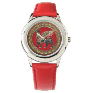 Reloj De Pulsera [500] Toro alado asirio: Oro y Lamassu negro