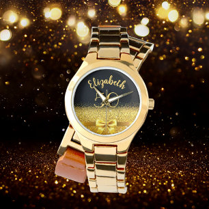Reloj De Pulsera 50.º nombre de oro negro de cumpleaños