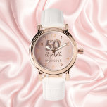 Reloj De Pulsera 50.º rosa de oro<br><div class="desc">Un regalo para un cumpleaños número 50. Color de fondo de gradiente dorado subió. Añadir un nombre,  fecha</div>