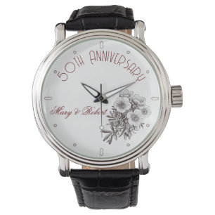 Reloj De Pulsera 50 aniversario florecido - personalizado