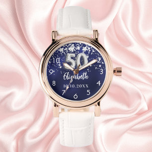 Reloj De Pulsera 50 años estrellas de plata azul marino