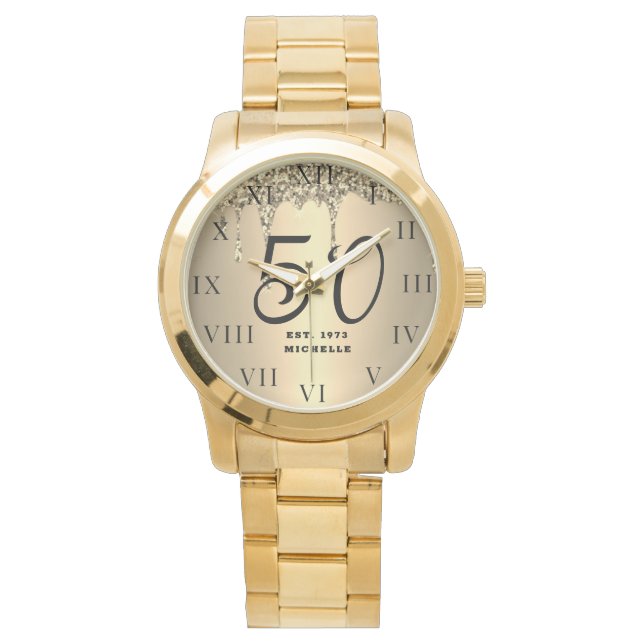 Reloj De Pulsera 50 años por su oro de 50 centavos negros (Anverso)