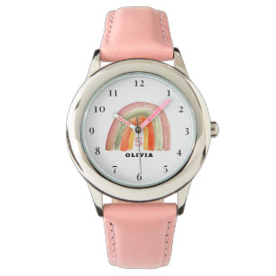 Reloj De Pulsera 5.º cumpleaños Boho arcoiris rosado Chica de 5 año