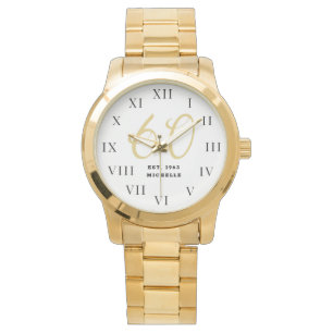Reloj De Pulsera 60.º cumpleaños 60 Black Vintage Funny Gold