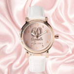 Reloj De Pulsera 60.º rosa de oro<br><div class="desc">Un regalo para un cumpleaños número 60. Color de fondo de gradiente dorado subió. Añadir un nombre,  fecha</div>