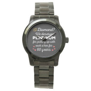 Reloj De Pulsera 60° Aniversario Boda I - Pareja Diamond Funny