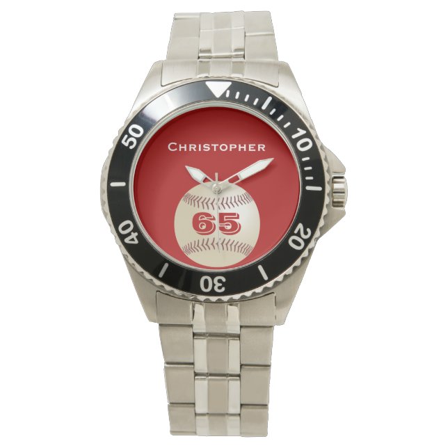 Reloj De Pulsera 65.º Birthday Wrist Watch, personalizado, béisbol (Anverso)