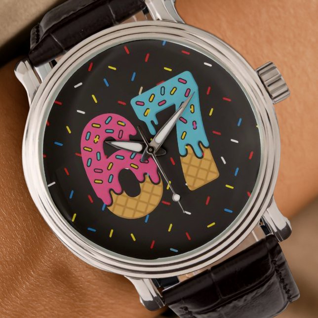 Reloj De Pulsera 67 Gracioso Meme Ice Cream Seis Siete Gen Alpha (Subido por el creador)