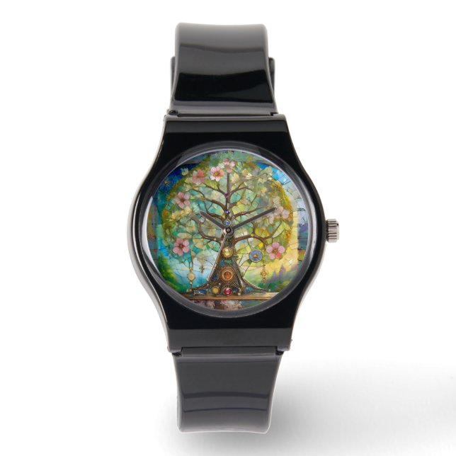Reloj De Pulsera 7 Chakra Blossoming Tree Of Life (Anverso)