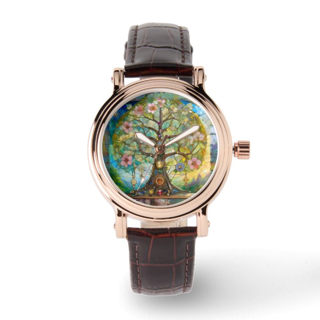 Reloj De Pulsera 7 Chakra Blossoming Tree Of Life (Anverso)