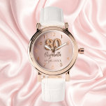 Reloj De Pulsera 80.º rosa de oro<br><div class="desc">Un regalo para un cumpleaños número 80. Color de fondo de gradiente dorado subió. Añadir un nombre,  fecha</div>