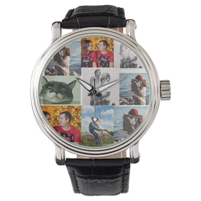 Reloj De Pulsera 9 Photo Custom Personalized Collage (Anverso)