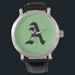 Reloj De Pulsera "A" Inicial<br><div class="desc">"A" Inicial con fondo verde</div>