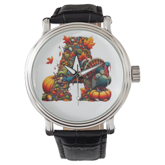 Reloj De Pulsera A letter A in Thanksgiving style (Anverso)