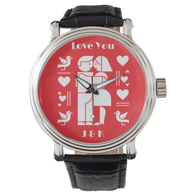 Reloj De Pulsera A modern Bauhaus personalized Valentine’s Day (Anverso)