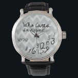 Reloj De Pulsera ¡A quién le importa, estoy retirado! - logotipo de<br><div class="desc">Hermoso patrón de cheurón gris y blanco que se preocupa,  ¡soy relojes retirados! Relojes divertidos para jubilados. Incluye nuestro logo de eatloveprae. (se puede eliminar si se solicita). Diseño personalizado aceptado. Contáctame para más información. Solicitud de diseño personalizada aceptada. Haga clic en el siguiente enlace "Preguntar al diseñador".</div>