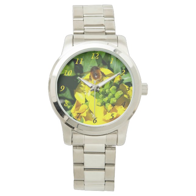 Reloj De Pulsera Abeja a las flores amarillas (Anverso)