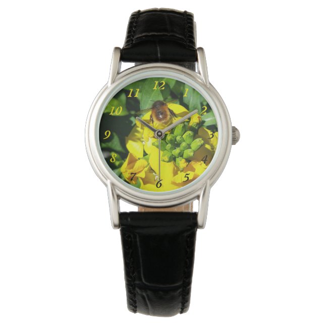 Reloj De Pulsera Abeja a las flores amarillas (Anverso)