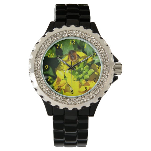 Reloj De Pulsera Abeja a las flores amarillas (Anverso)