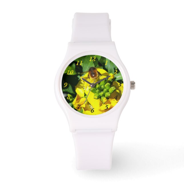 Reloj De Pulsera Abeja a las flores amarillas (Anverso)