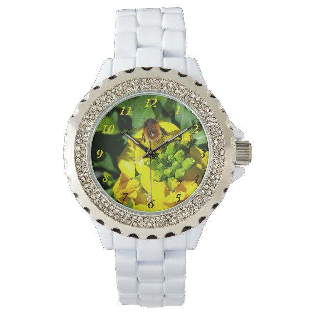 Reloj De Pulsera Abeja a las flores amarillas (Anverso)