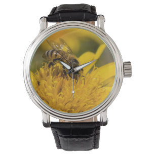 Reloj De Pulsera Abeja Africana Con Sacos De Polen Alimentándose