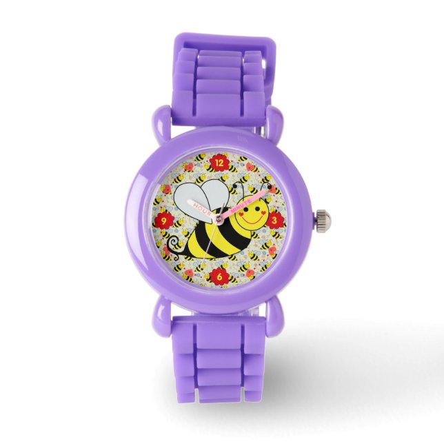 Reloj De Pulsera Abeja de burbujas con patrón (Anverso)