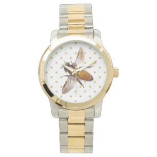 Reloj De Pulsera Abeja de miel con puntos de polka de oro