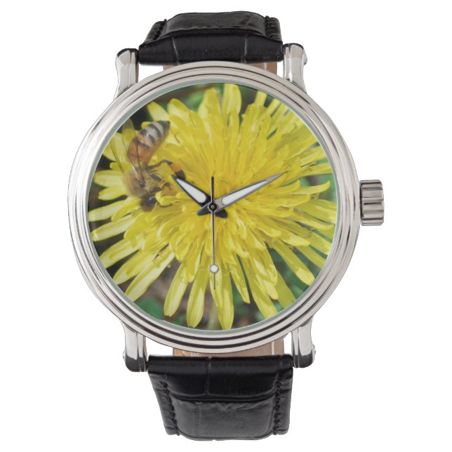 Reloj De Pulsera Abeja de miel sobre Dandelion (Anverso)