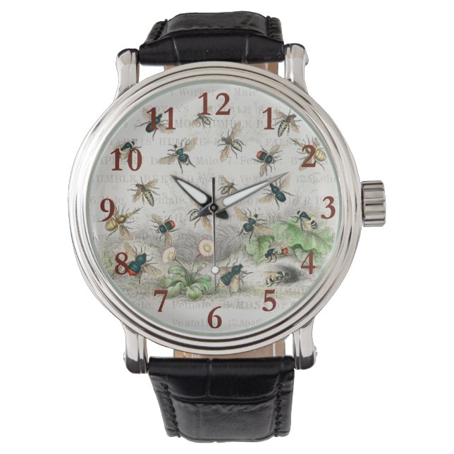 Reloj De Pulsera Abeja Miel Trabajador Reina Abejas Antigüo (Anverso)